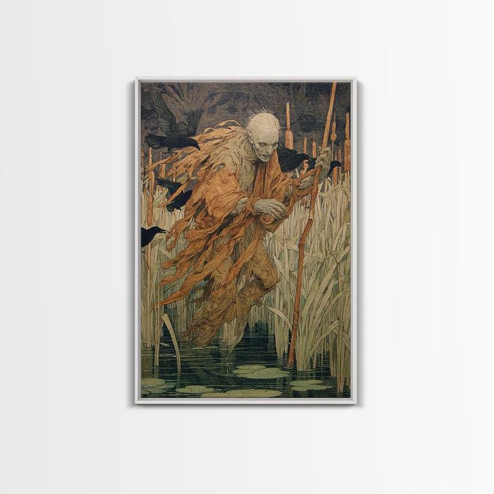 The Bog Mummy, Decadent Gothic Art, Vertical Wall Art, Dark Fantasy Wall Art, Framed Canvas Print, Halloween Wall Art