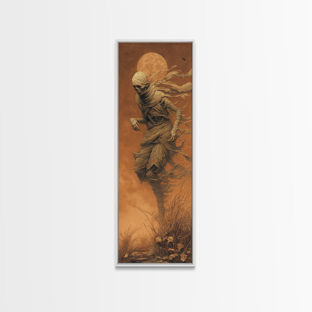 The Bog Mummy, Surreal Apocalyptic Art, Tall Narrow Wall Art, Gothic Horror Wall Art, Framed Canvas Print, Halloween Wall Art