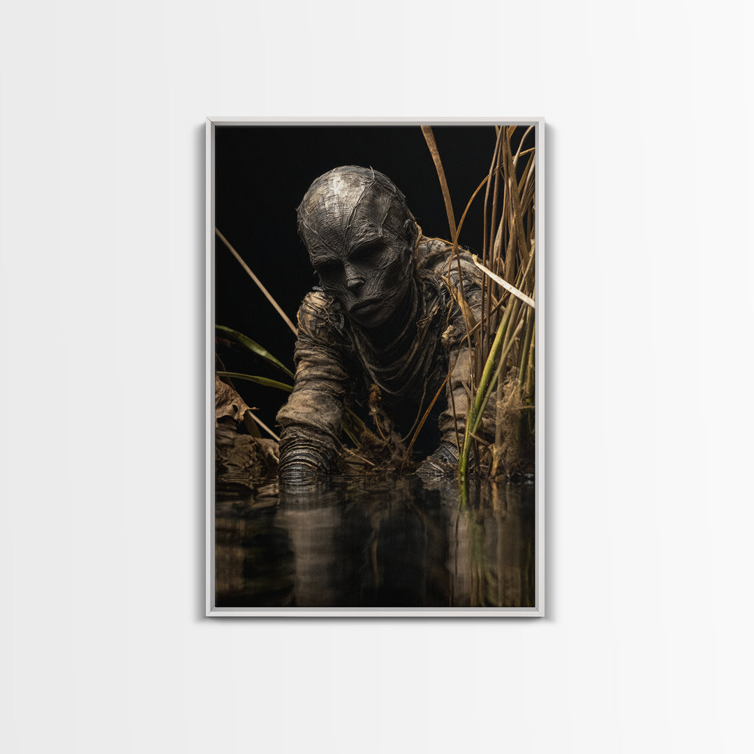 The Bog Mummy, Biomechanical Horror Art, Vertical Wall Art, Macabre Wall Art, Canvas Print, Halloween Wall Art, Halloween Decor