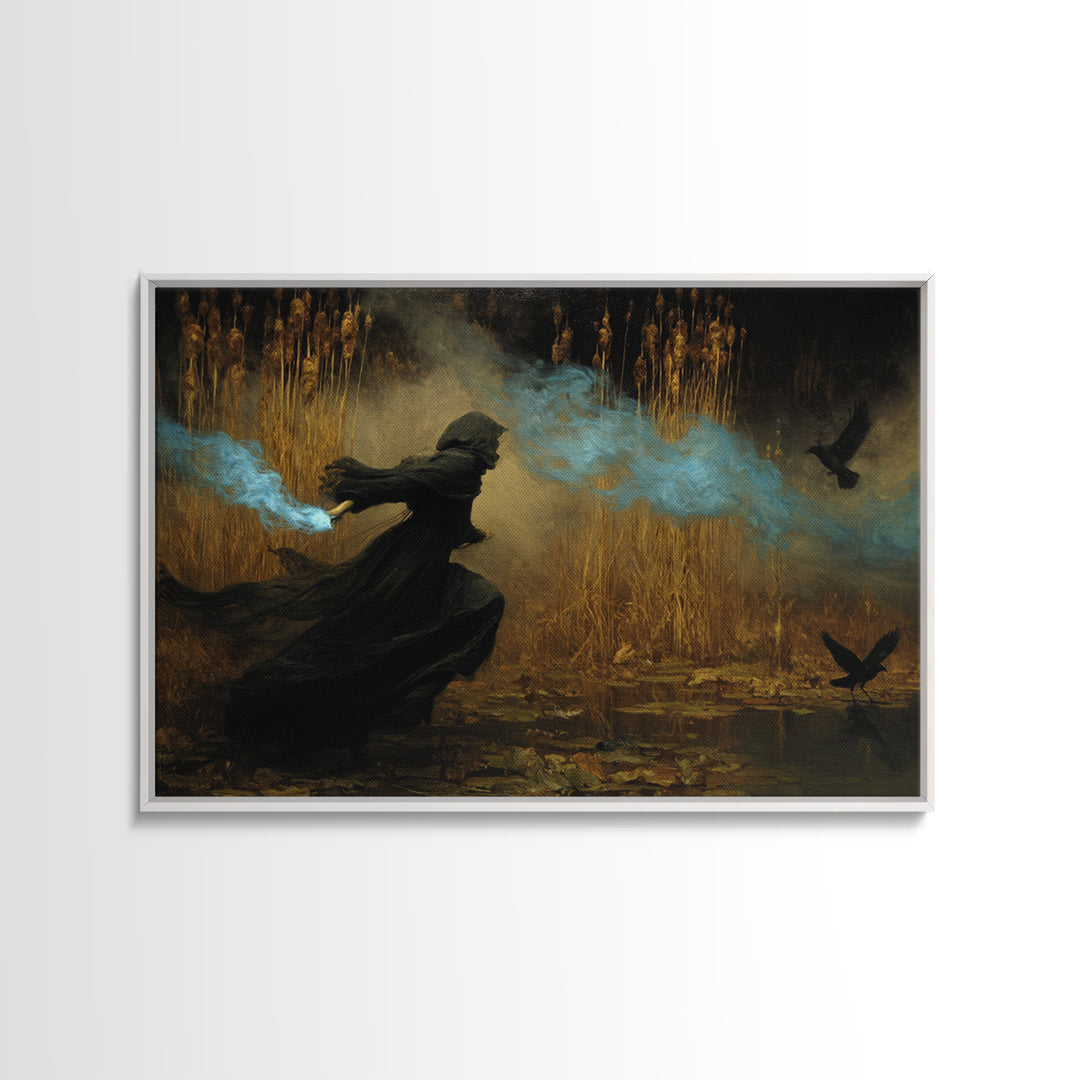 The Will-O'-The-Wisp Shepherd, Symbolist Gothic Landscape, Landscape Wall Art, Gothic Horror Wall Art, Canvas Print, Halloween Wall Art