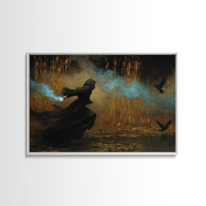 The Will-O'-The-Wisp Shepherd, Symbolist Gothic Landscape, Landscape Wall Art, Gothic Horror Wall Art, Canvas Print, Halloween Wall Art