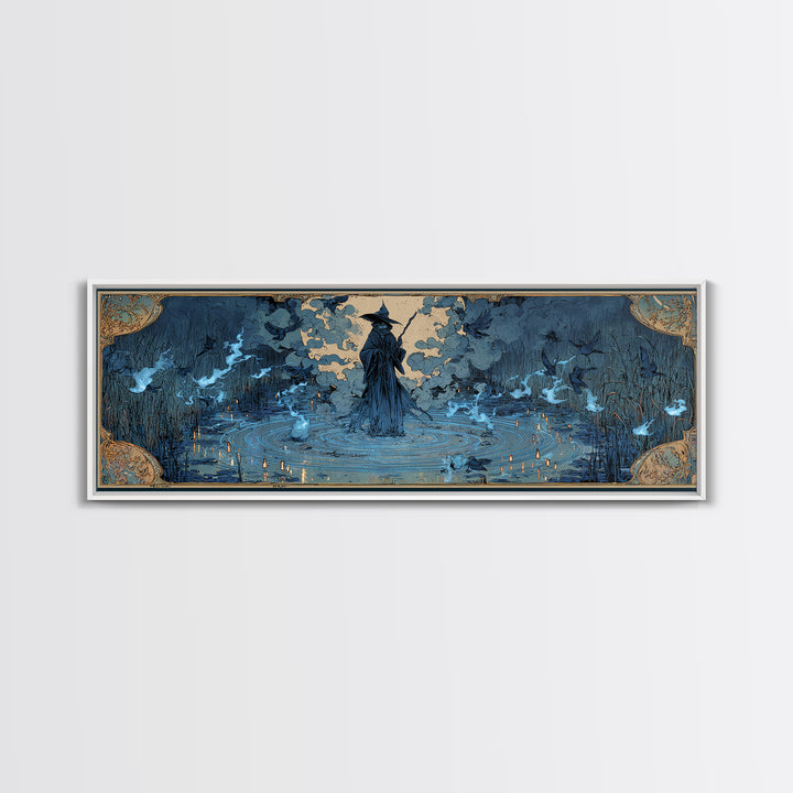 The Will-O'-The-Wisp Shepherd, Decadent Gothic Art, Extra Wide Wall Art, Macabre Wall Art, Canvas Print, Halloween Wall Art