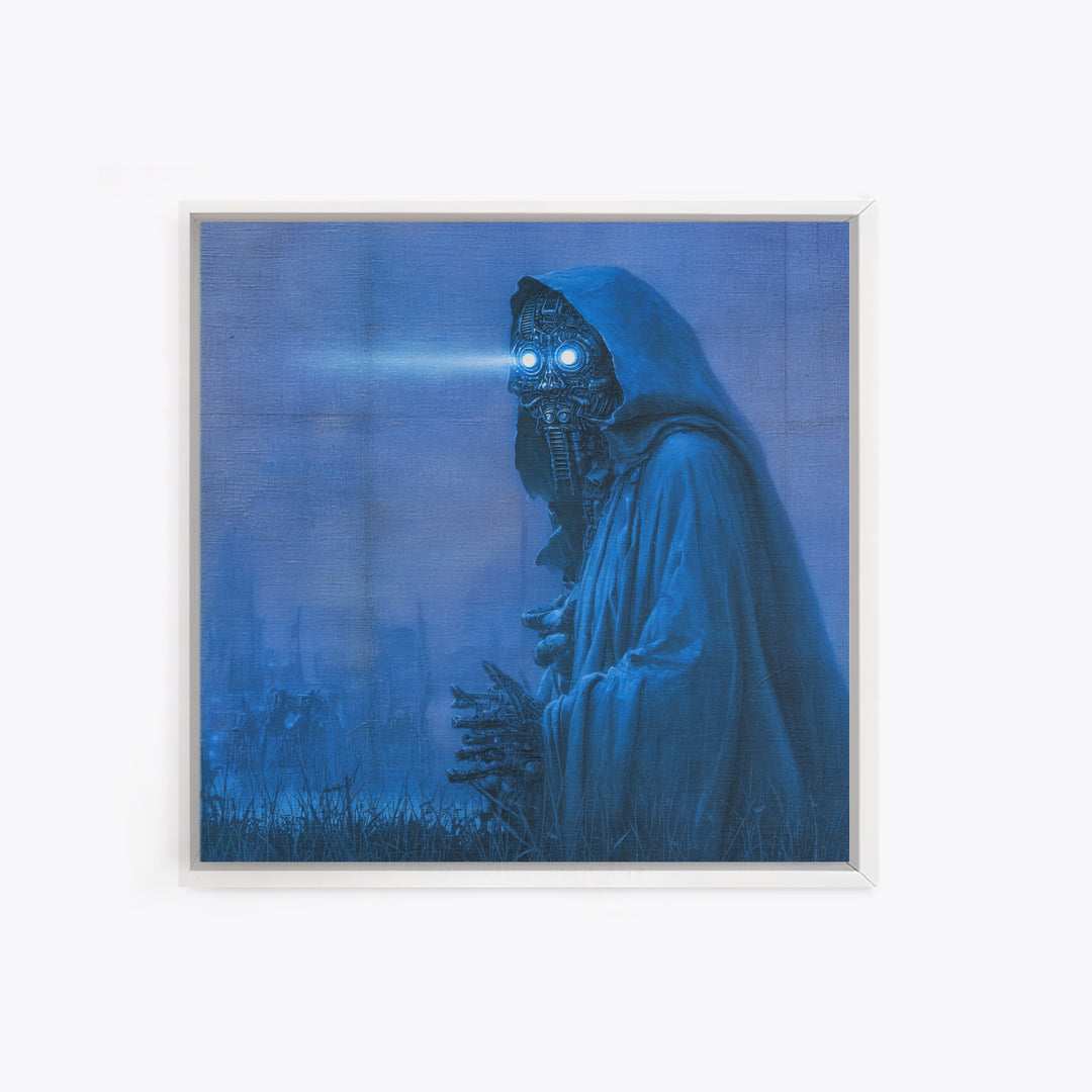 The Will-O'-The-Wisp Shepherd, Biomechanical Horror Art, Square Wall Art, Gothic Horror Wall Art, Framed Canvas Print, Halloween Wall Art