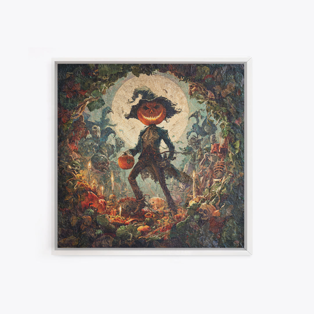 The Pumpkin Patch Goblin, Grotesque Carnival Art, Square Wall Art, Dark Fantasy Wall Art, Canvas Print, Halloween Wall Art