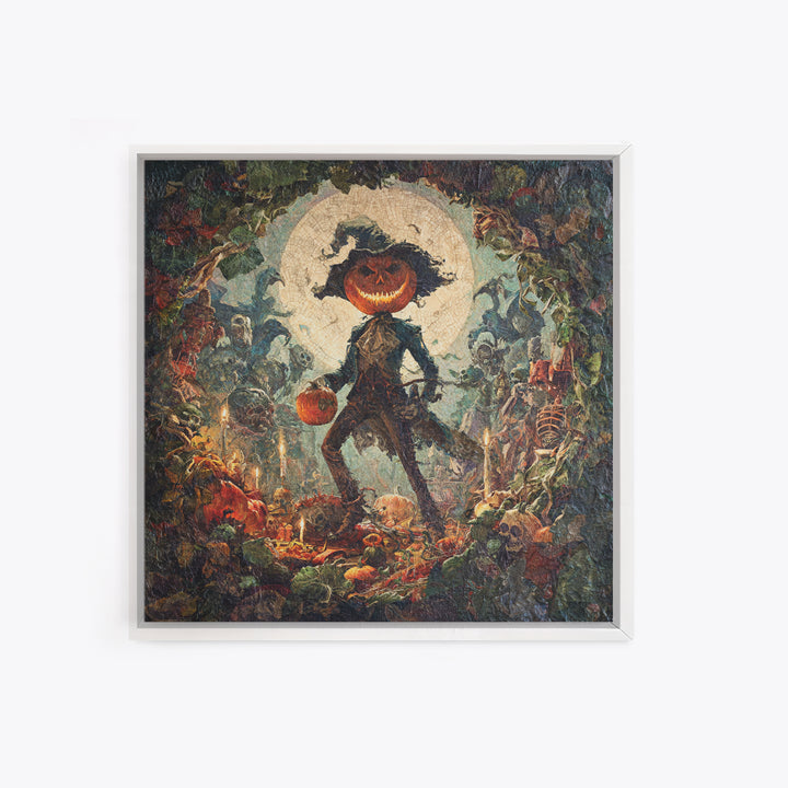 The Pumpkin Patch Goblin, Grotesque Carnival Art, Square Wall Art, Dark Fantasy Wall Art, Canvas Print, Halloween Wall Art