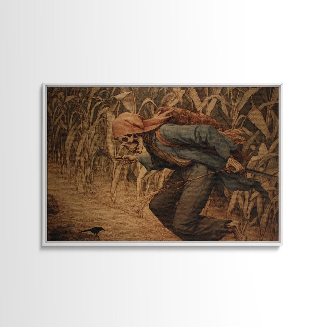 The Cornfield Crawler, Danse Macabre Art, Landscape Wall Art, Dark Fantasy Wall Art, Framed Canvas Print