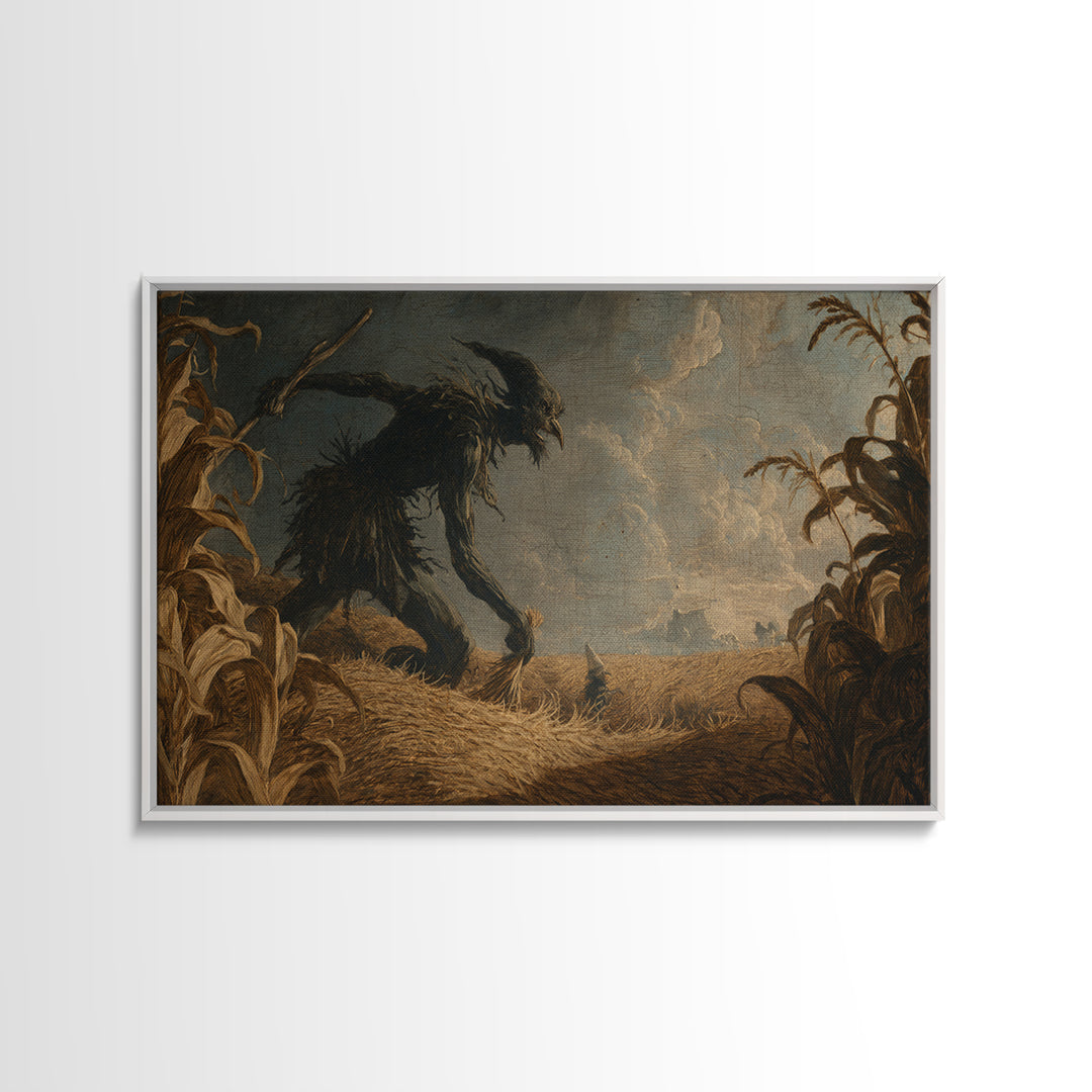 The Cornfield Crawler, Baroque Witchcraft Art, Landscape Wall Art, Macabre Wall Art, Framed Canvas Print, Halloween Wall Art