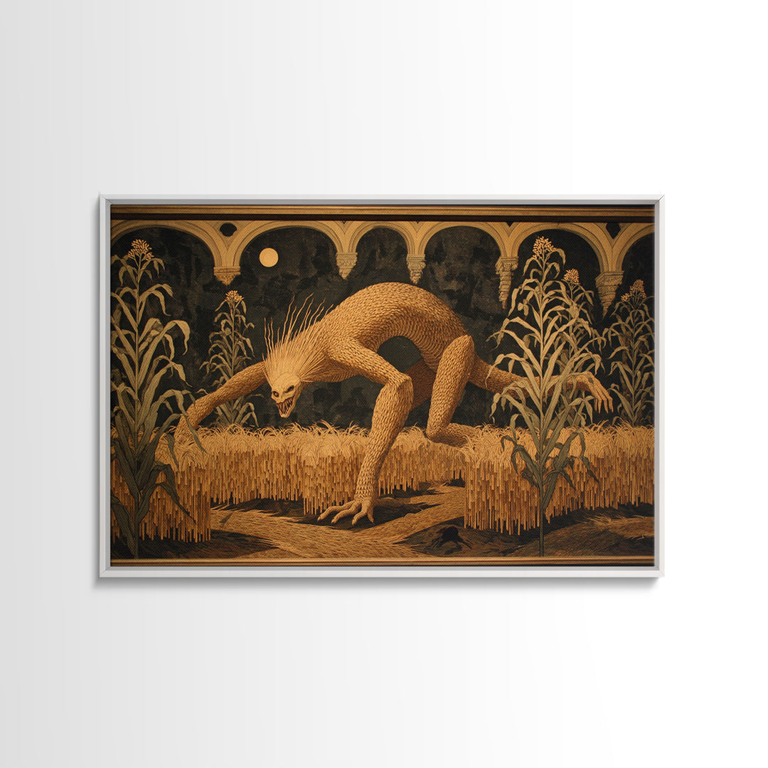 The Cornfield Crawler, Visionary Gothic Art, Landscape Wall Art, Dark Fantasy Wall Art, Canvas Print, Halloween Wall Art
