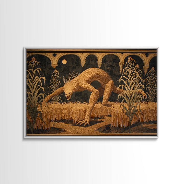 The Cornfield Crawler, Visionary Gothic Art, Landscape Wall Art, Dark Fantasy Wall Art, Canvas Print, Halloween Wall Art