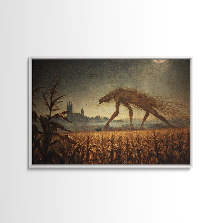 The Cornfield Crawler, Romantic Gothic Landscape, Landscape Wall Art, Macabre Wall Art, Canvas Print, Halloween Wall Art