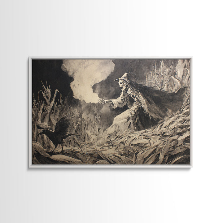 The Cornfield Crawler, Decadent Gothic Art, Landscape Wall Art, Dark Halloween Decor, Canvas Print, Halloween Wall Art