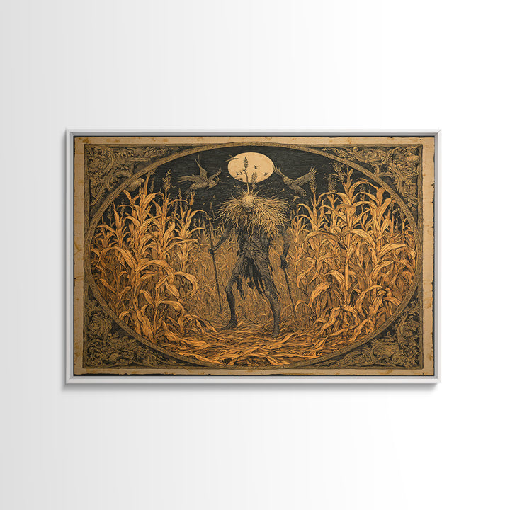 The Cornfield Crawler, Symbolist Etching Art, Square Wall Art, Dark Fantasy Wall Art, Canvas Print, Halloween Wall Art, Gothic Home Decor