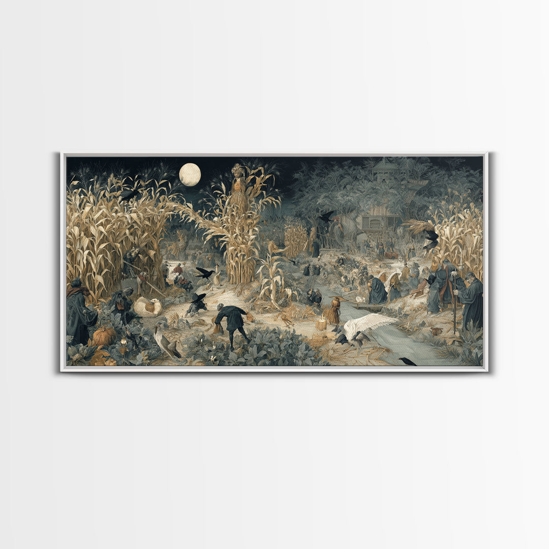 The Harvest Demon, Northern Renaissance Horror, Wide Panoramic Art, Gothic Horror Wall Art, Canvas Print, Halloween Wall Art