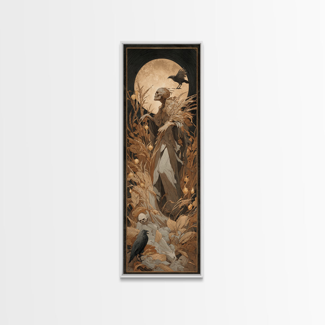 The Harvest Demon, Gothic Nightmare Art, Tall Narrow Wall Art, Dark Fantasy Wall Art, Framed Canvas Print, Halloween Wall Art