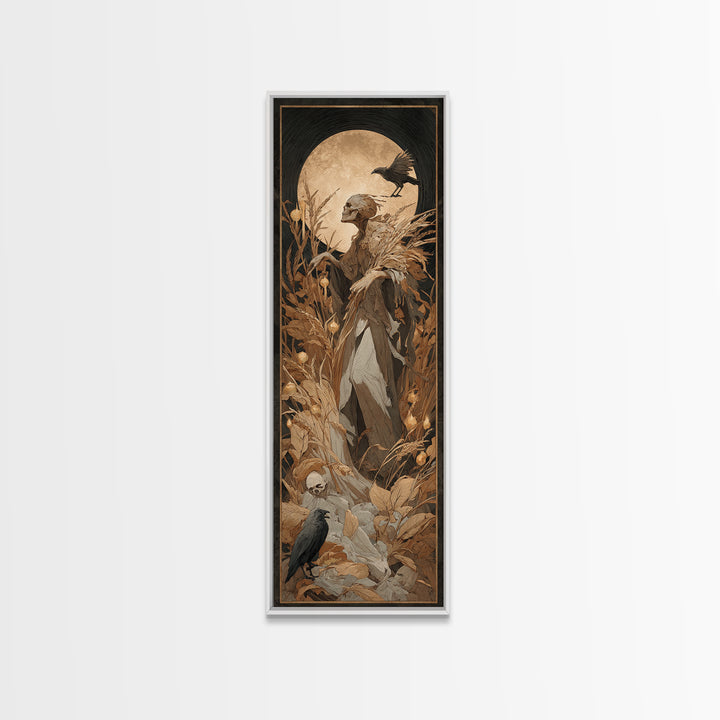 The Harvest Demon, Gothic Nightmare Art, Tall Narrow Wall Art, Dark Fantasy Wall Art, Framed Canvas Print, Halloween Wall Art