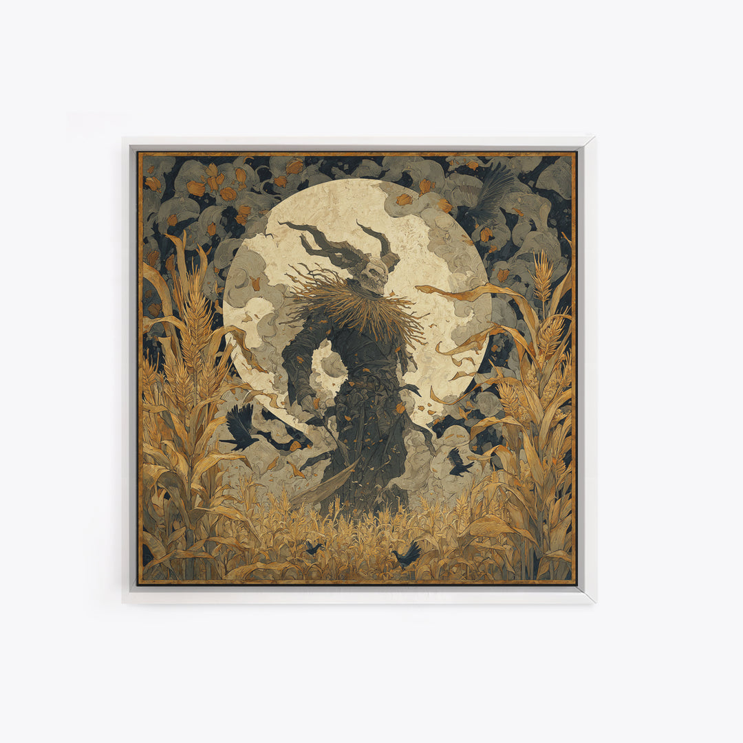 The Harvest Demon, Dark Symbolist Art, Square Wall Art, Gothic Horror Wall Art, Canvas Print, Halloween Wall Art, Dark Fantasy Art