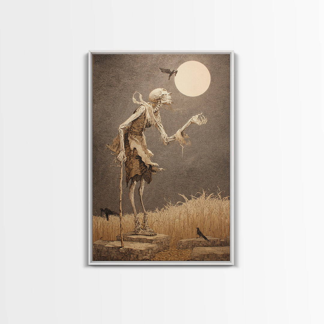 The Harvest Demon, Victorian Macabre Art, Vertical Wall Art, Dark Halloween Decor, Canvas Print, Halloween Wall Art