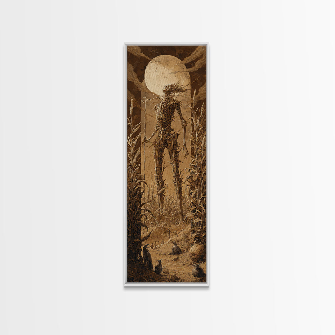 The Harvest Demon, Biomechanical Horror Art, Tall Narrow Wall Art, Dark Fantasy Wall Art, Framed Canvas Print, Halloween Wall Art