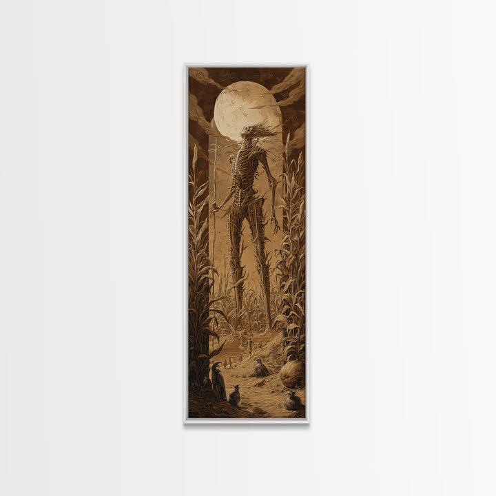The Harvest Demon, Biomechanical Horror Art, Tall Narrow Wall Art, Dark Fantasy Wall Art, Framed Canvas Print, Halloween Wall Art