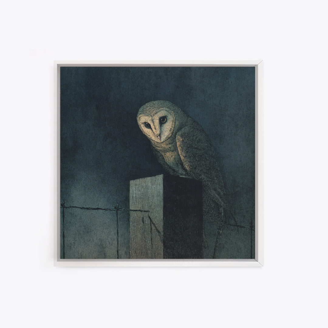 The Owl-Faced Omen, Dark Symbolist Art, Square Wall Art, Gothic Horror Wall Art, Canvas Print, Halloween Wall Art