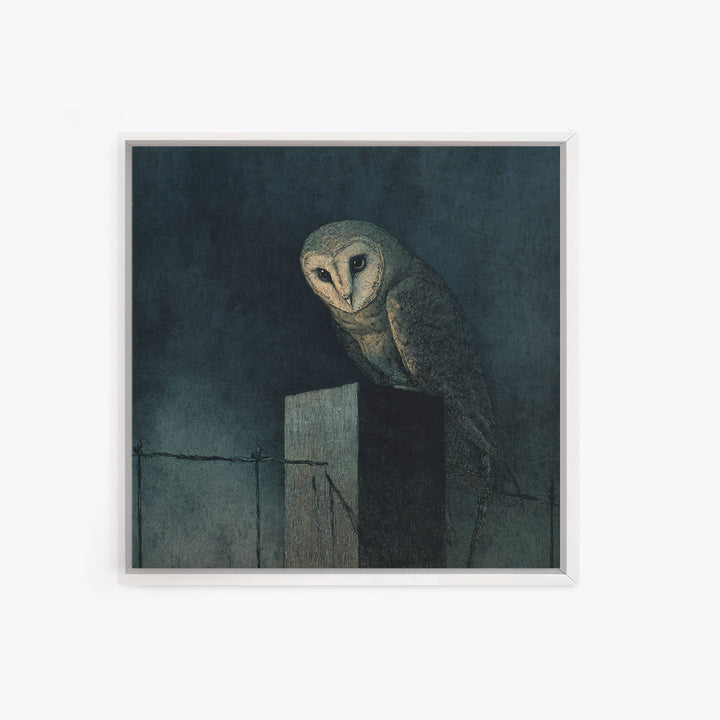 The Owl-Faced Omen, Dark Symbolist Art, Square Wall Art, Gothic Horror Wall Art, Canvas Print, Halloween Wall Art