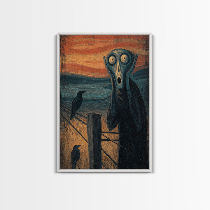 The Owl-Faced Omen, Expressionist Gothic Art, Vertical Wall Art, Macabre Wall Art, Canvas Print, Halloween Wall Art, Collectible Wall Decor