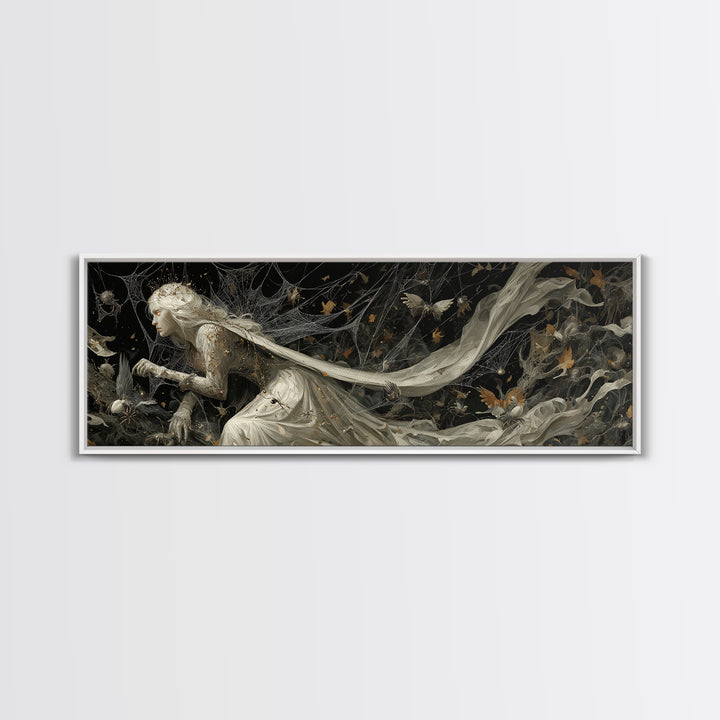 The Spider Queen, Medieval Grotesque Art, Extra Wide Wall Art, Gothic Horror Wall Art, Canvas Print, Halloween Wall Art