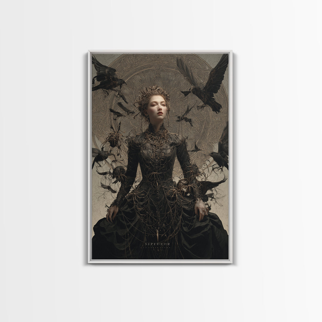 The Spider Queen, Visionary Gothic Art, Vertical Wall Art, Macabre Wall Art, Canvas Print, Halloween Wall Art, Spooky Wall Decor
