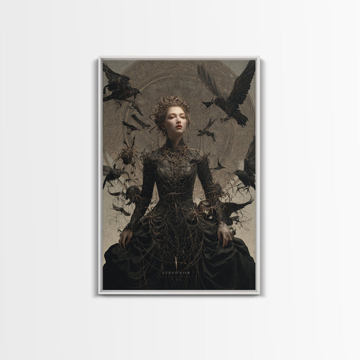 The Spider Queen, Visionary Gothic Art, Vertical Wall Art, Macabre Wall Art, Canvas Print, Halloween Wall Art, Spooky Wall Decor