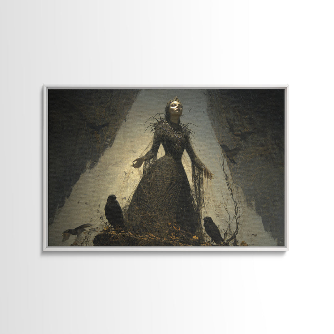The Spider Queen, Symbolist Gothic Landscape, Landscape Wall Art, Macabre Wall Art, Framed Canvas Print, Halloween Wall Art