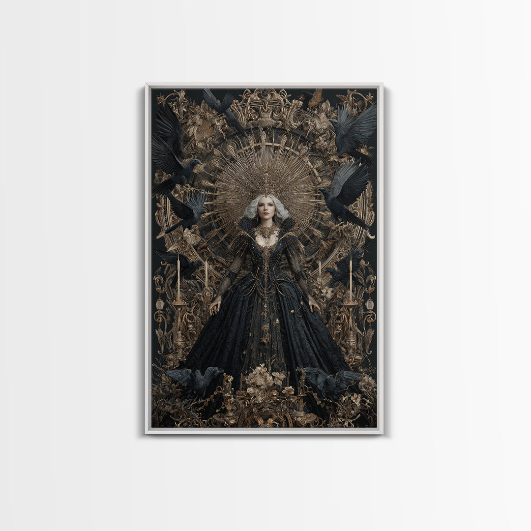 The Spider Queen, Ornate Symbolist Art, Vertical Wall Art, Macabre Wall Art, Canvas Print, Halloween Wall Art, Gothic Home Decor