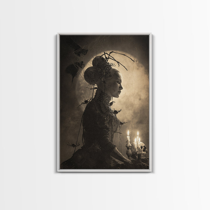 The Spider Queen, Decadent Gothic Art, Vertical Wall Art, Dark Halloween Decor, Canvas Print, Halloween Wall Art, Seasonal Home Decor