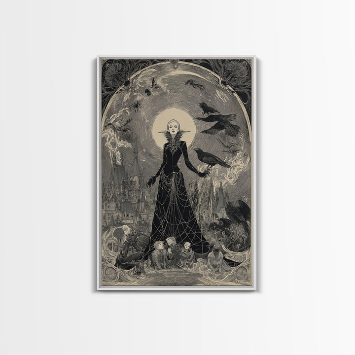 The Spider Queen, Victorian Macabre Art, Vertical Wall Art, Gothic Horror Wall Art, Canvas Print, Halloween Wall Art
