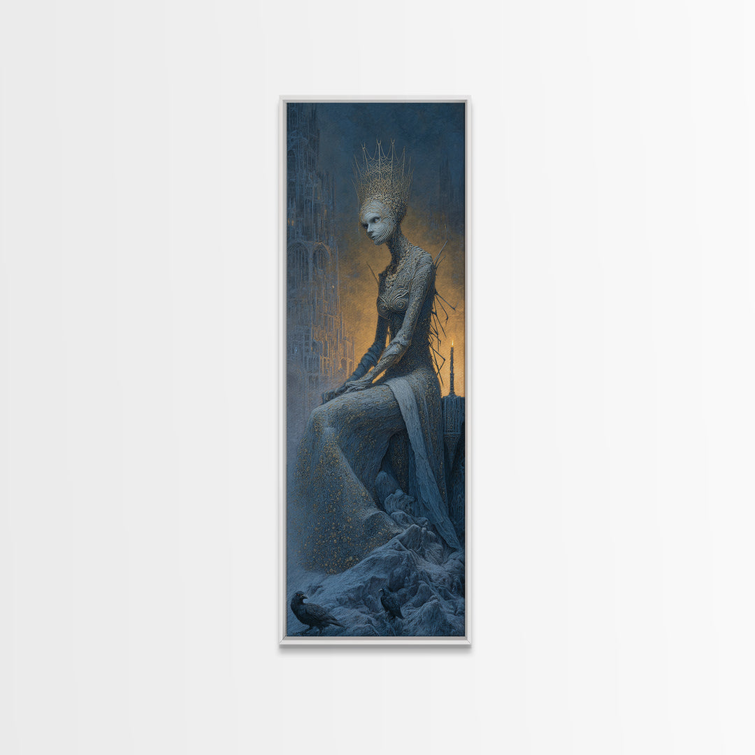 The Spider Queen, Surreal Apocalyptic Art, Tall Narrow Wall Art, Gothic Horror Wall Art, Canvas Print, Halloween Wall Art
