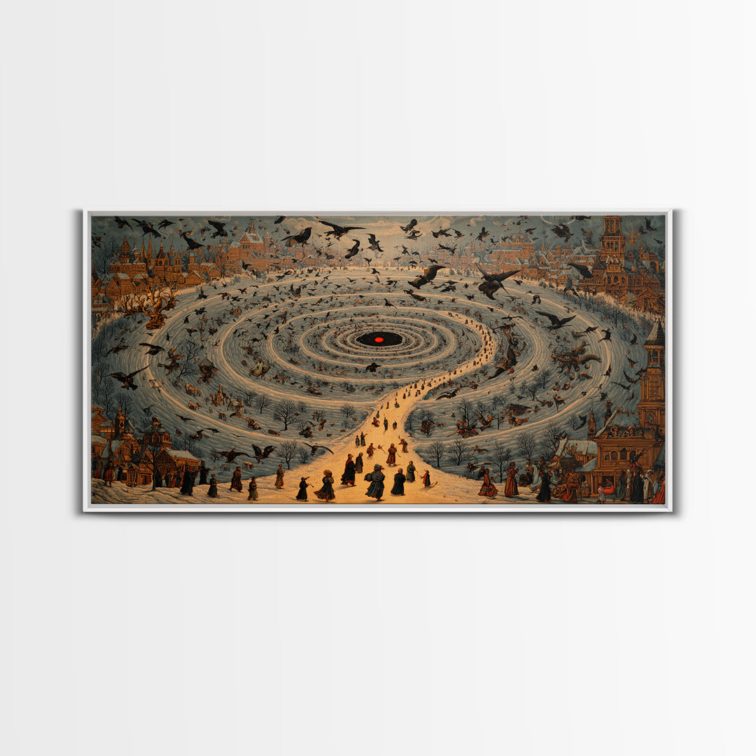 The Red-Eyed Moth Creature, Northern Renaissance Horror, Wide Panoramic Art, Dark Fantasy Wall Art, Canvas Print