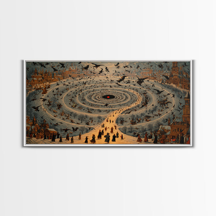 The Red-Eyed Moth Creature, Northern Renaissance Horror, Wide Panoramic Art, Dark Fantasy Wall Art, Canvas Print