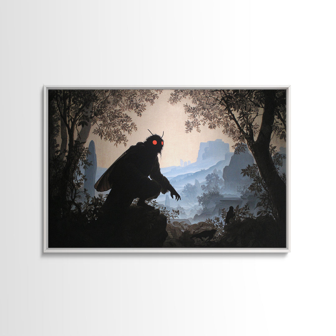 The Red-Eyed Moth Creature, Romantic Gothic Landscape, Landscape Wall Art, Gothic Horror Wall Art, Canvas Print, Halloween Decor