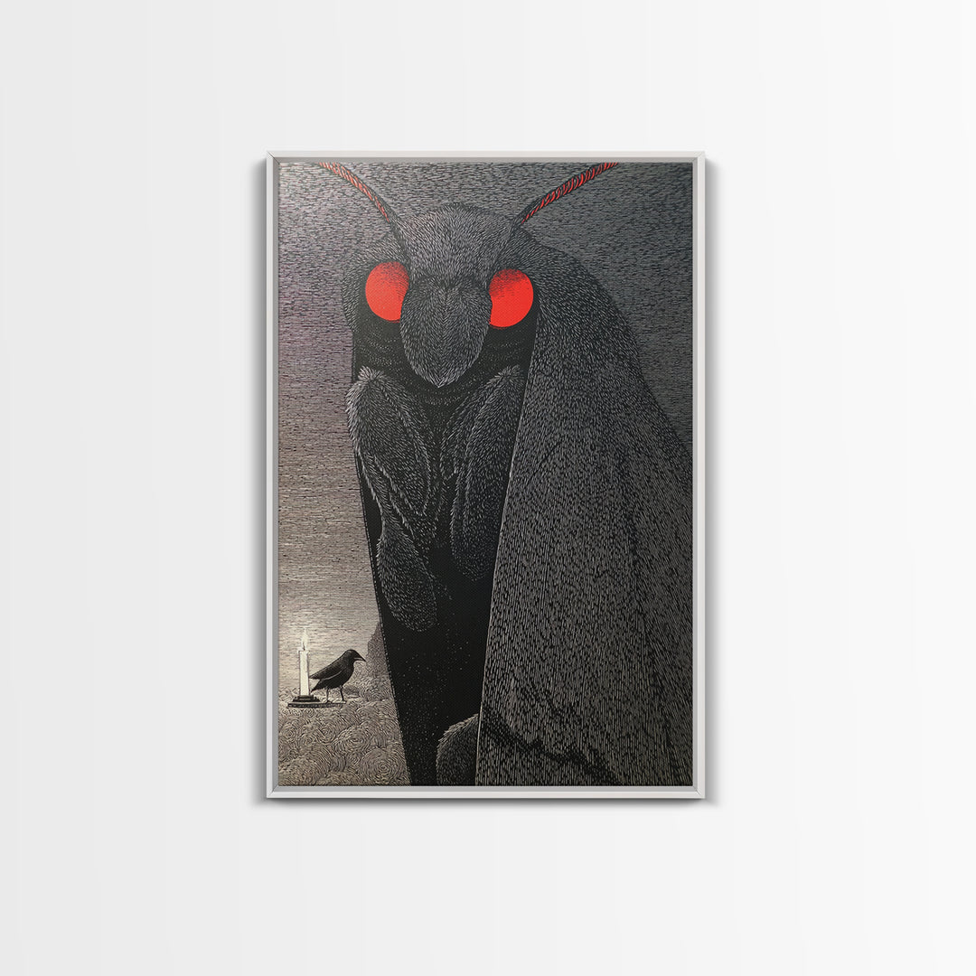 The Red-Eyed Moth Creature, Victorian Macabre Art, Vertical Wall Art, Dark Fantasy Wall Art, Canvas Print, Halloween Wall Art