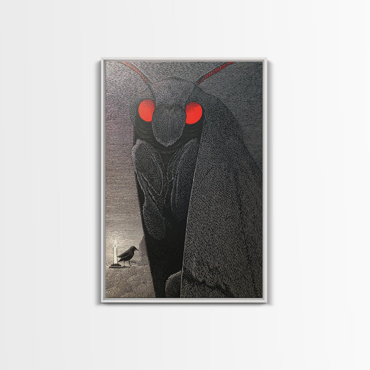 The Red-Eyed Moth Creature, Victorian Macabre Art, Vertical Wall Art, Dark Fantasy Wall Art, Canvas Print, Halloween Wall Art