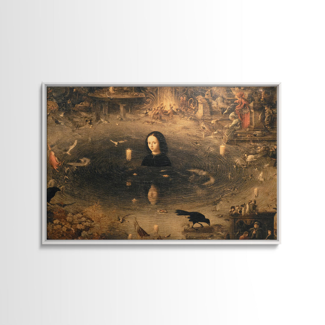 The Lake Phantom, Medieval Grotesque Art, Landscape Wall Art, Dark Halloween Decor, Canvas Print, Halloween Wall Art