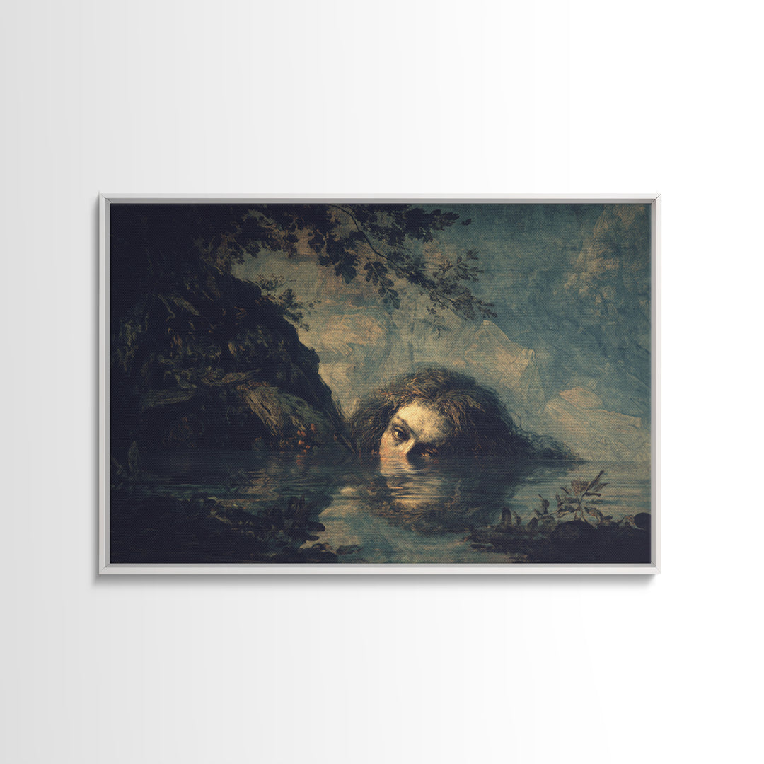 The Lake Phantom, Baroque Witchcraft Art, Landscape Wall Art, Gothic Horror Wall Art, Canvas Print, Halloween Wall Art