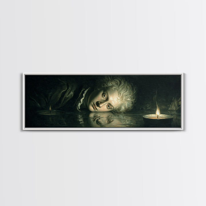 The Lake Phantom, Gothic Nightmare Art, Extra Wide Wall Art, Dark Fantasy Wall Art, Canvas Print, Halloween Wall Art, Halloween Decor