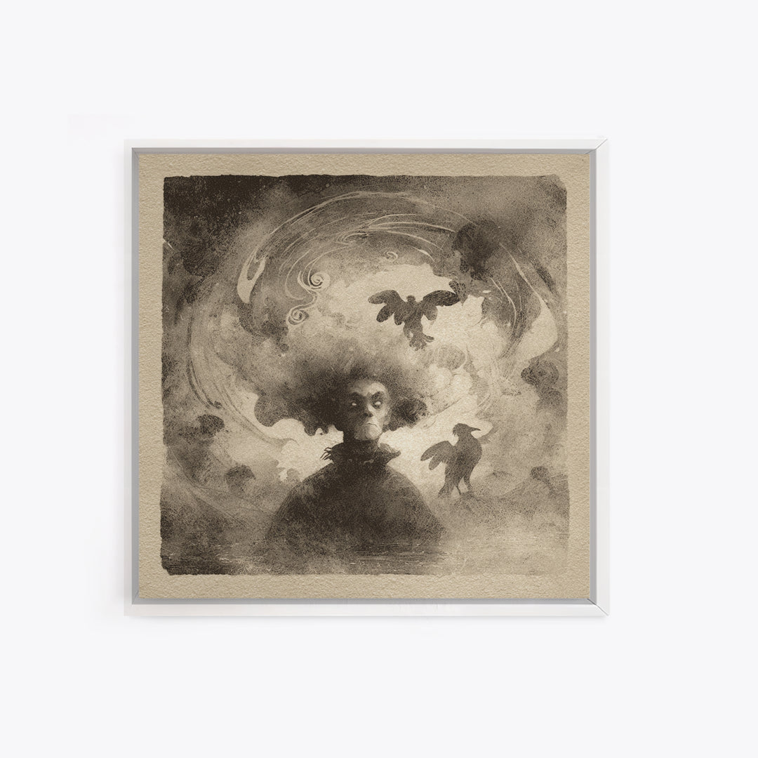 The Lake Phantom, Symbolist Dream Art, Square Wall Art, Dark Fantasy Wall Art, Framed Canvas Print, Halloween Wall Art