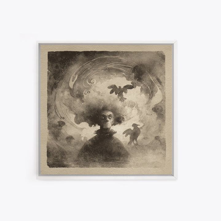 The Lake Phantom, Symbolist Dream Art, Square Wall Art, Dark Fantasy Wall Art, Framed Canvas Print, Halloween Wall Art