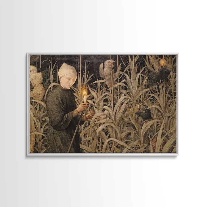 The Salt-Marsh Witch, Medieval Grotesque Art, Landscape Wall Art, Dark Fantasy Wall Art, Framed Canvas Print, Halloween Wall Art