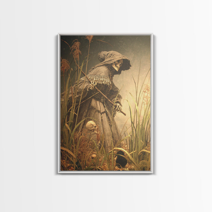The Salt-Marsh Witch, Danse Macabre Art, Vertical Wall Art, Dark Fantasy Wall Art, Canvas Print, Halloween Wall Art
