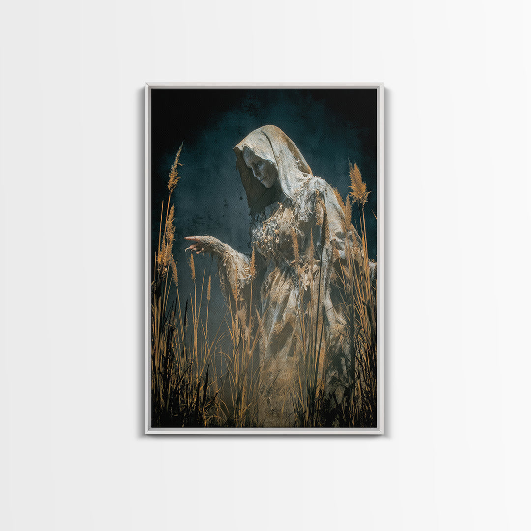 The Salt-Marsh Witch, Visionary Gothic Art, Vertical Wall Art, Dark Fantasy Wall Art, Canvas Print, Halloween Wall Art