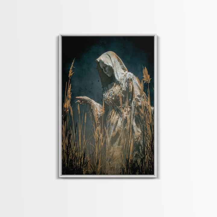 The Salt-Marsh Witch, Visionary Gothic Art, Vertical Wall Art, Dark Fantasy Wall Art, Canvas Print, Halloween Wall Art