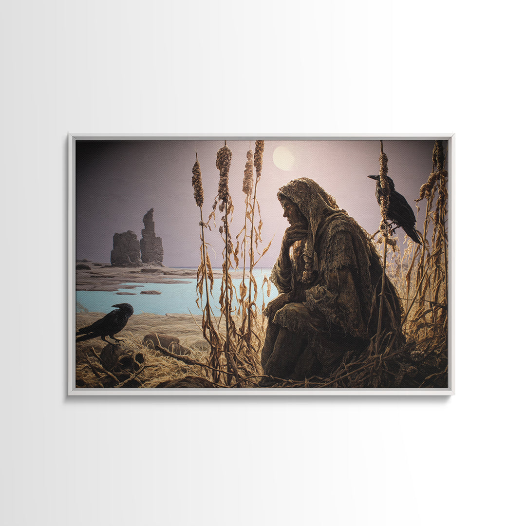 The Salt-Marsh Witch, Romantic Gothic Landscape, Landscape Wall Art, Macabre Wall Art, Framed Canvas Print, Halloween Wall Art