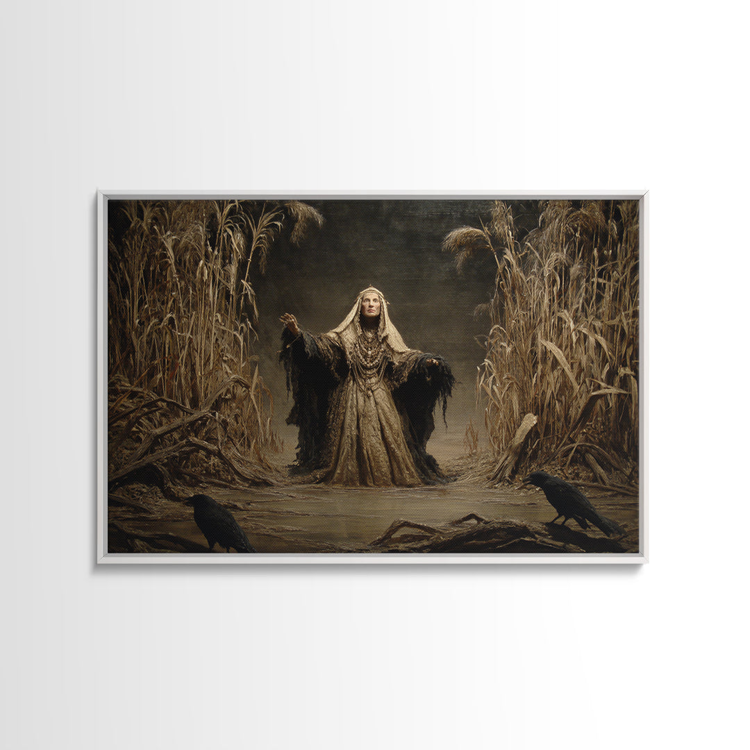 The Salt-Marsh Witch, Symbolist Gothic Landscape, Landscape Wall Art, Gothic Horror Wall Art, Framed Canvas Print, Halloween Wall Art